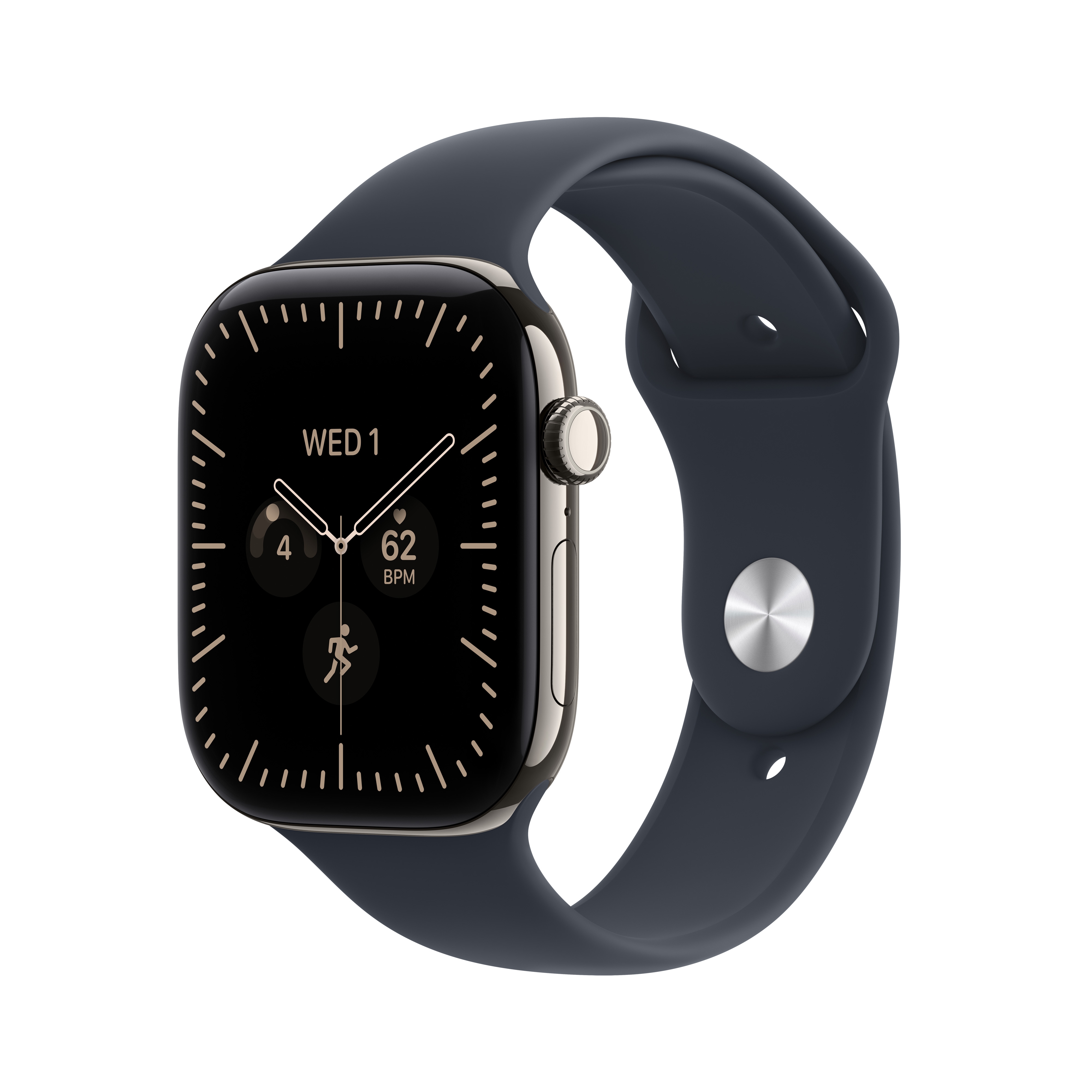 Apple Watch Series 12 46mm in Natural titanium.