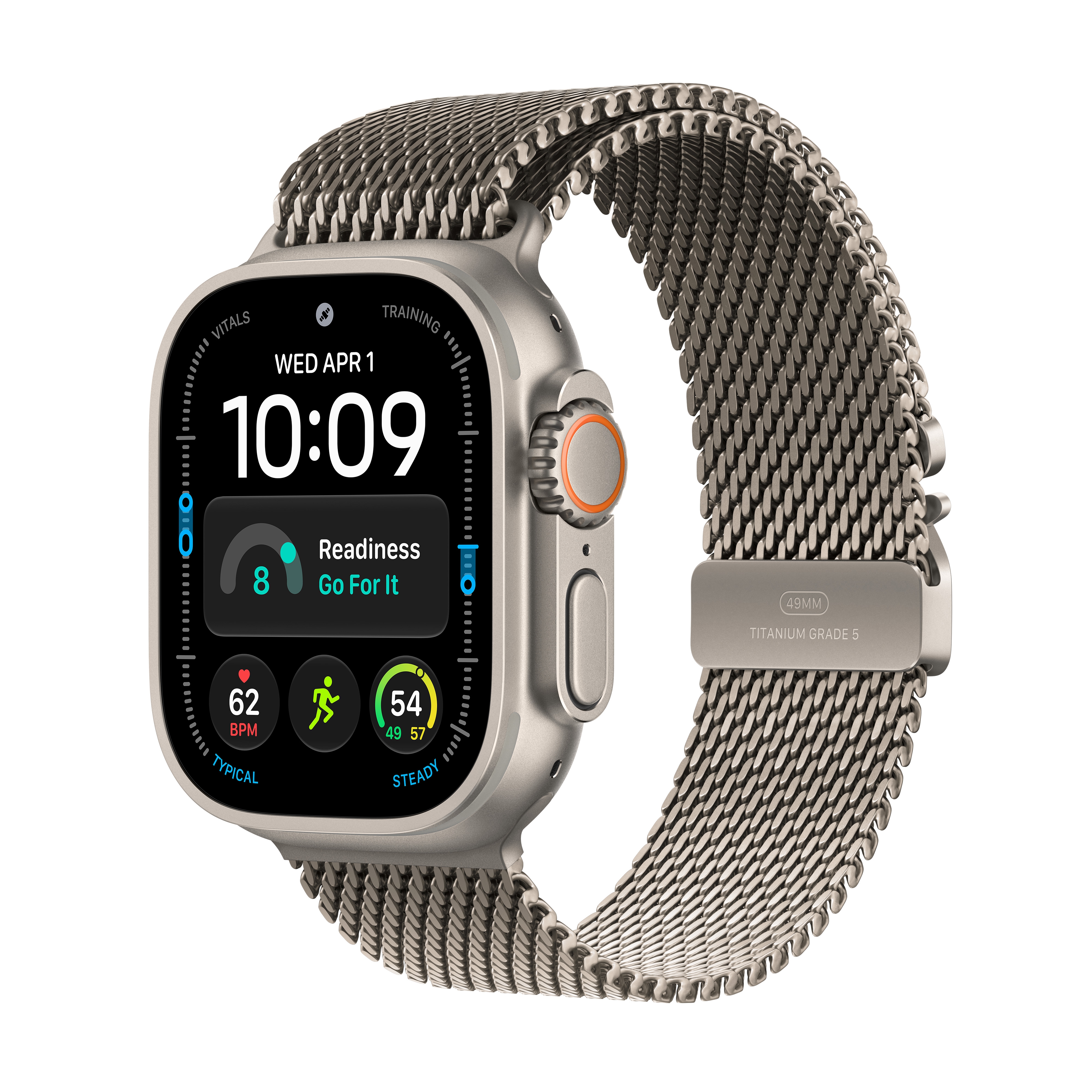 Apple Watch Ultra 4 in Natural Titanium.