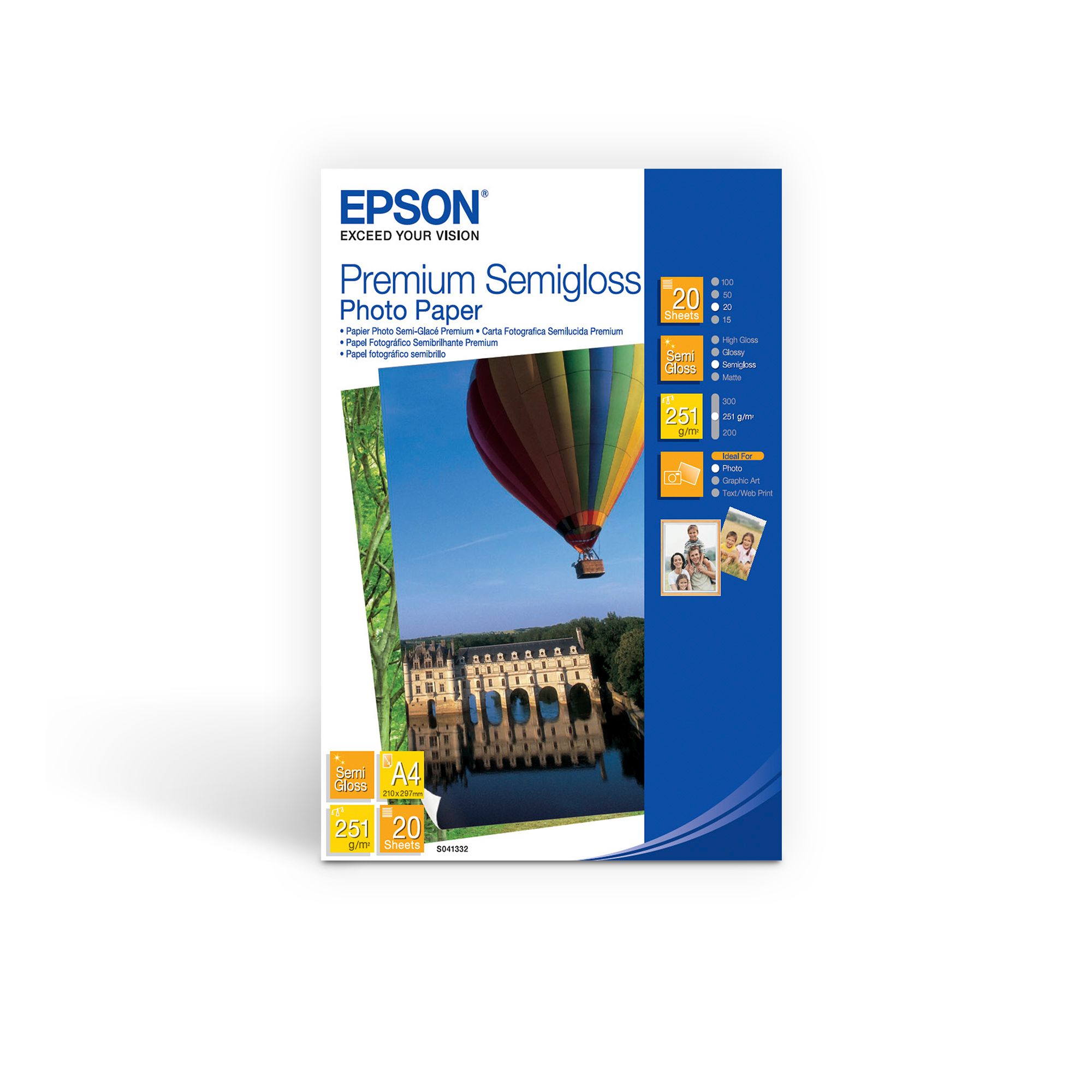 Premium Semigloss Photo Paper, DIN A4, 251g/m{s2}, 20 Sheets