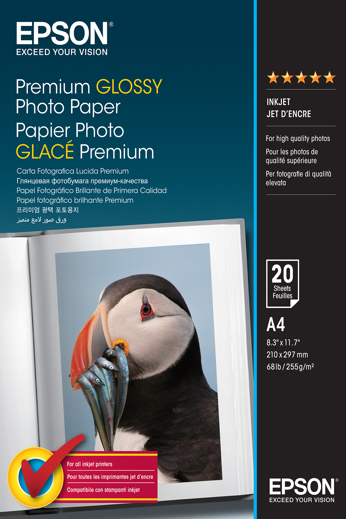 Premium Glossy Photo Paper, DIN A4, 255g/m{s2}, 20 Sheets | Epson