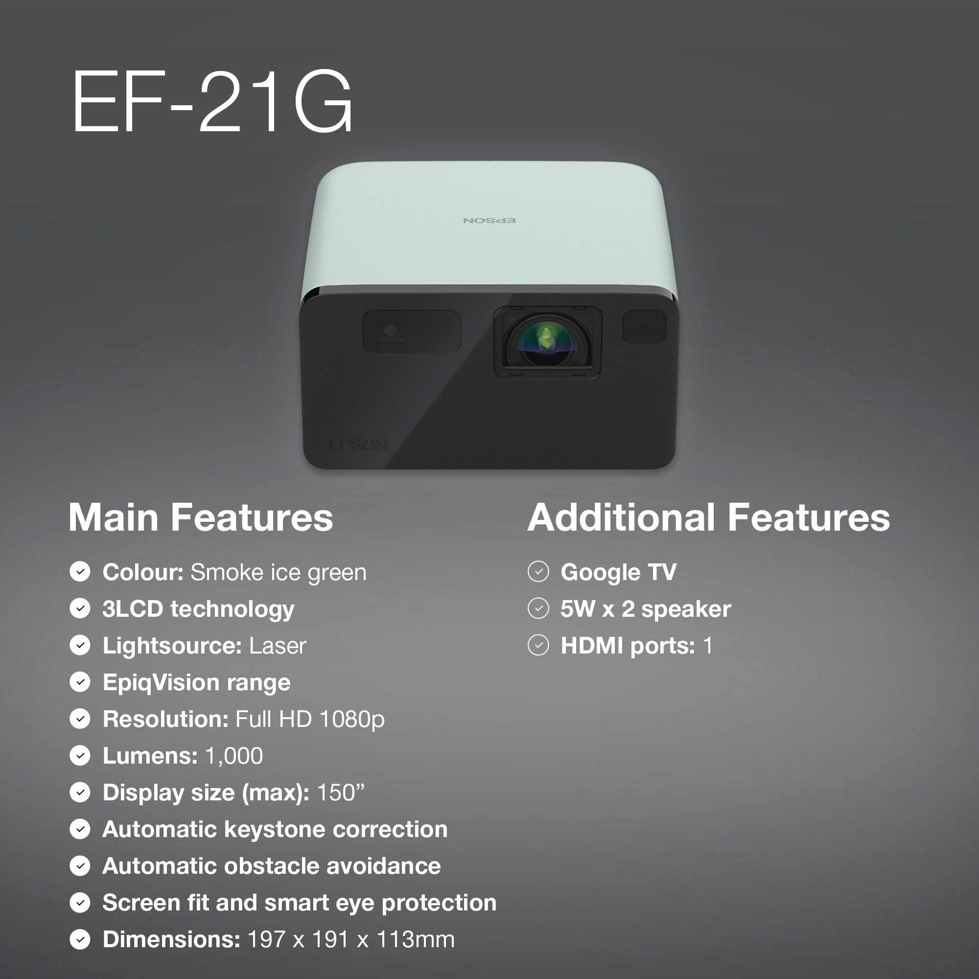 EpiqVision EF-21G | Epson Türkiye