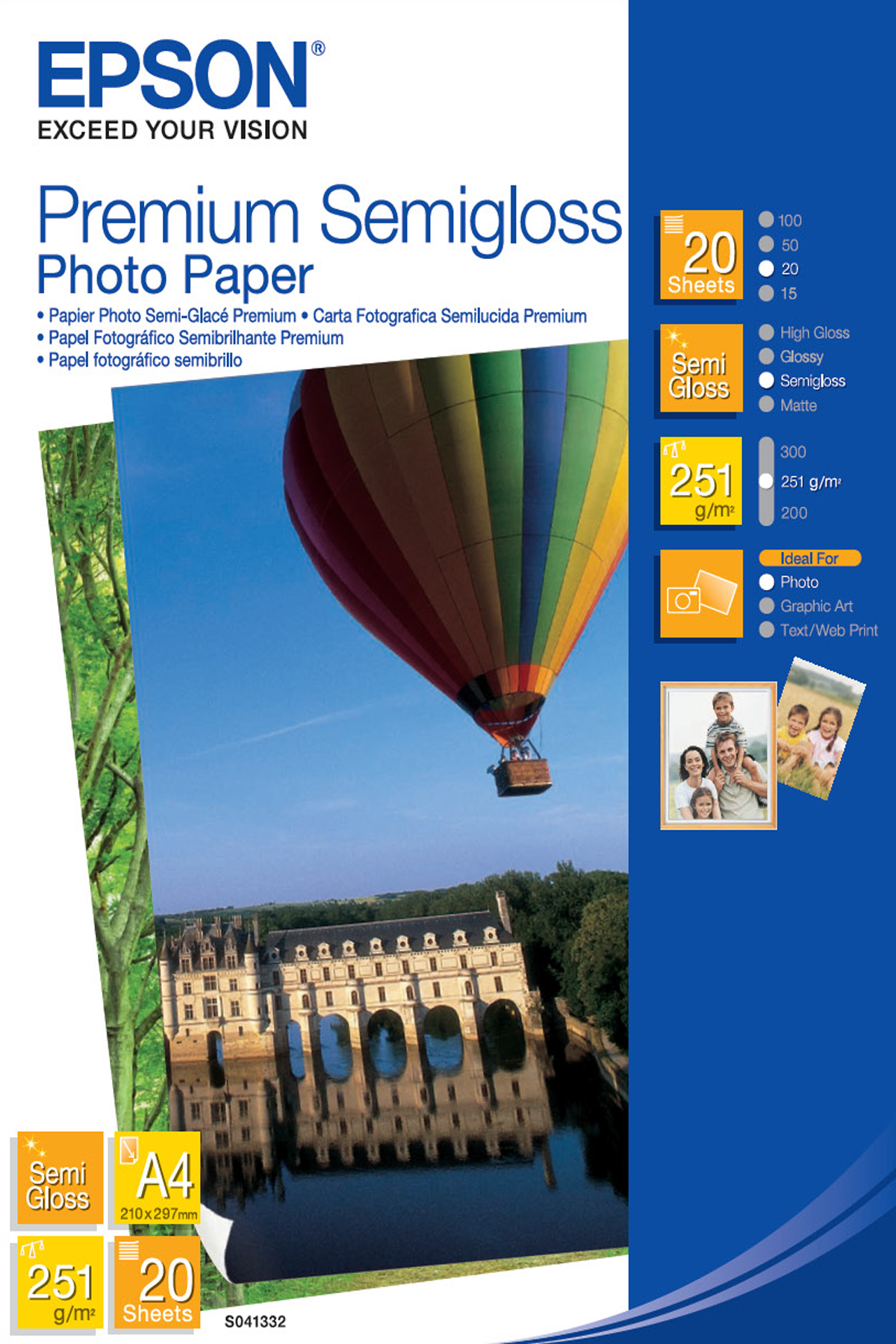 Premium Semigloss Photo Paper, DIN A4, 251g/m{s2}, 20 Sheets