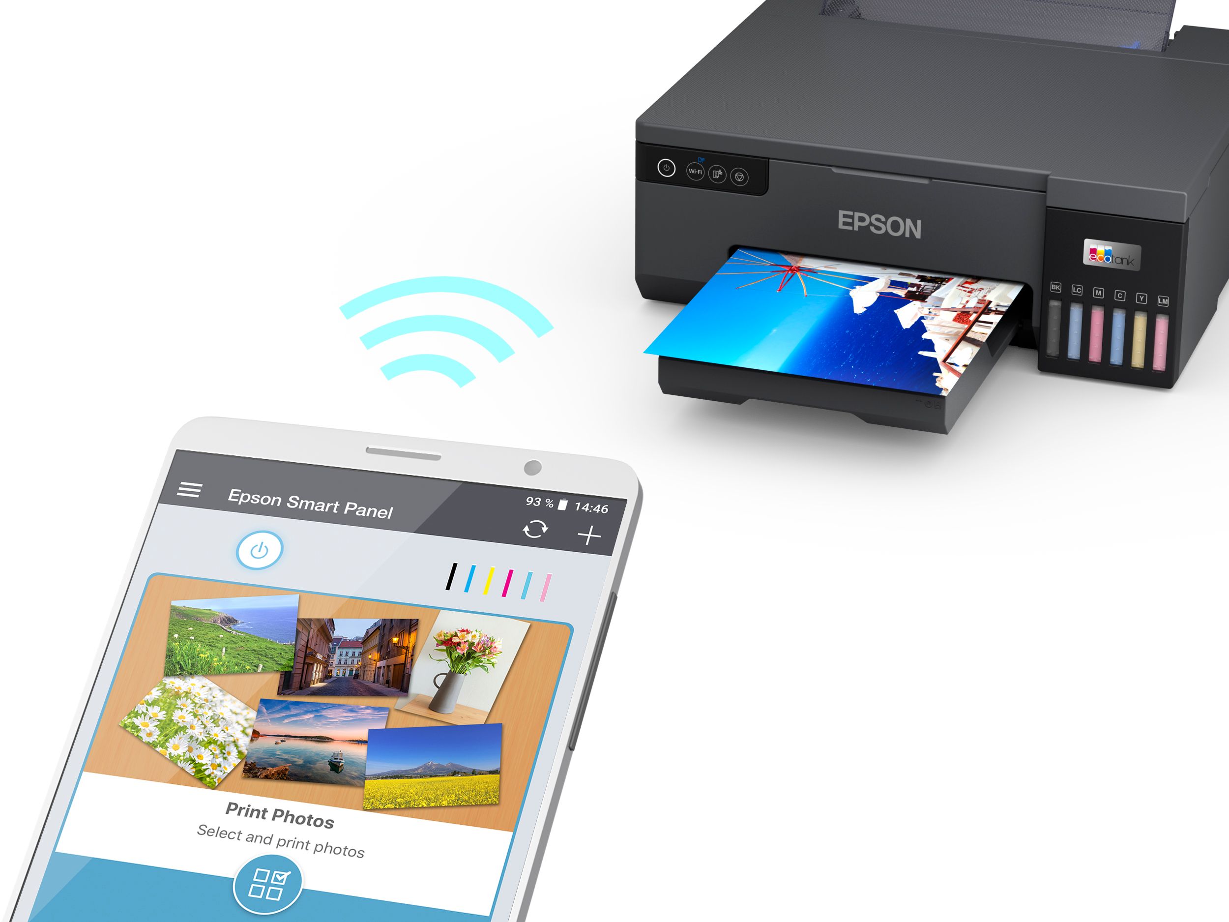 Epson EcoTank L8050 wireless printing with Epson Smart Panel